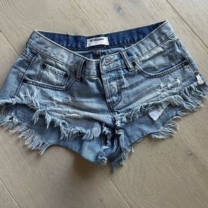 One Teaspoon Bandits White Stripe Shorts